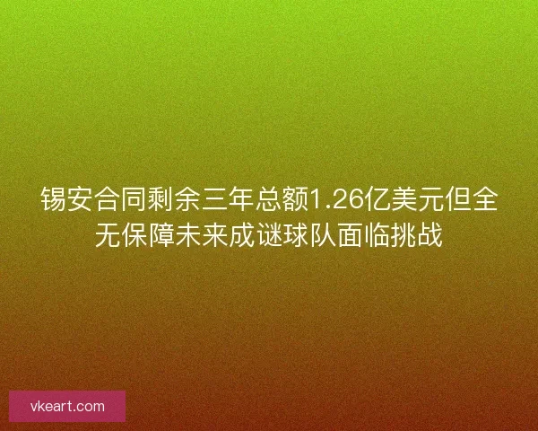 锡安合同剩余三年总额1.26亿美元但全无保障未来成谜球队面临挑战